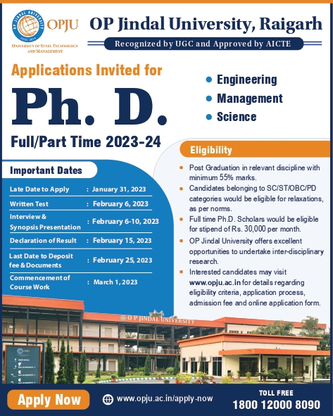 phd admission india 2023